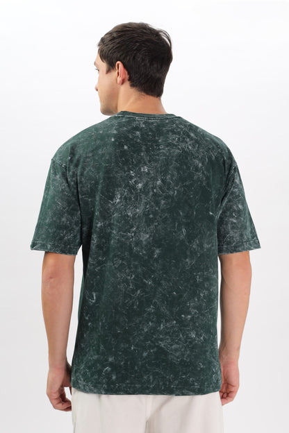 MEN’S GREEN ACID-WASH OVERSIZED TEE