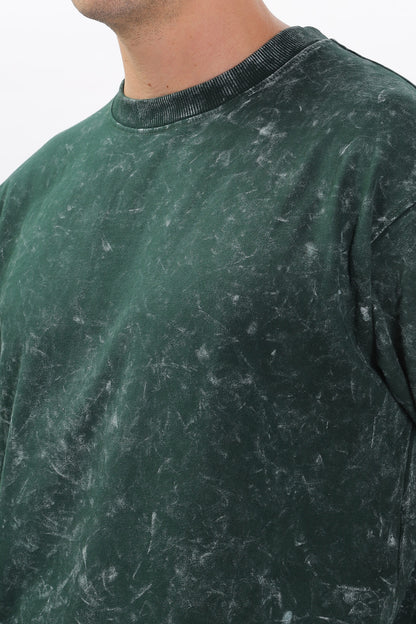 MEN’S GREEN ACID-WASH OVERSIZED TEE