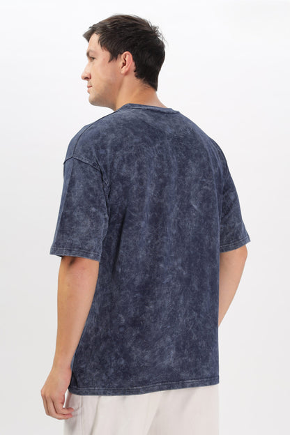 MEN’S NAVY BLUE ACID-WASH OVERSIZED TEE