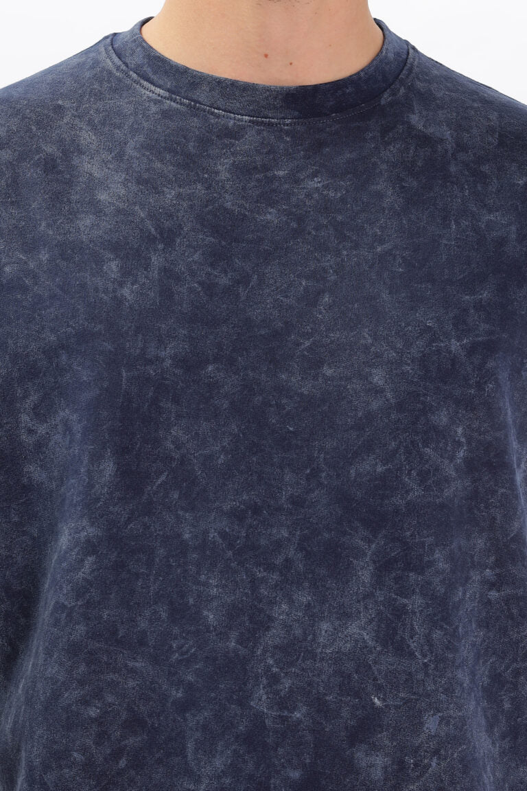 MEN’S NAVY BLUE ACID-WASH OVERSIZED TEE