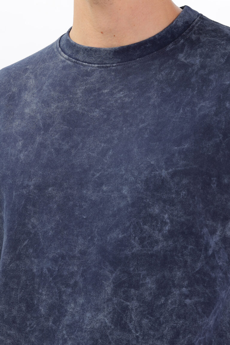 MEN’S NAVY BLUE ACID-WASH OVERSIZED TEE