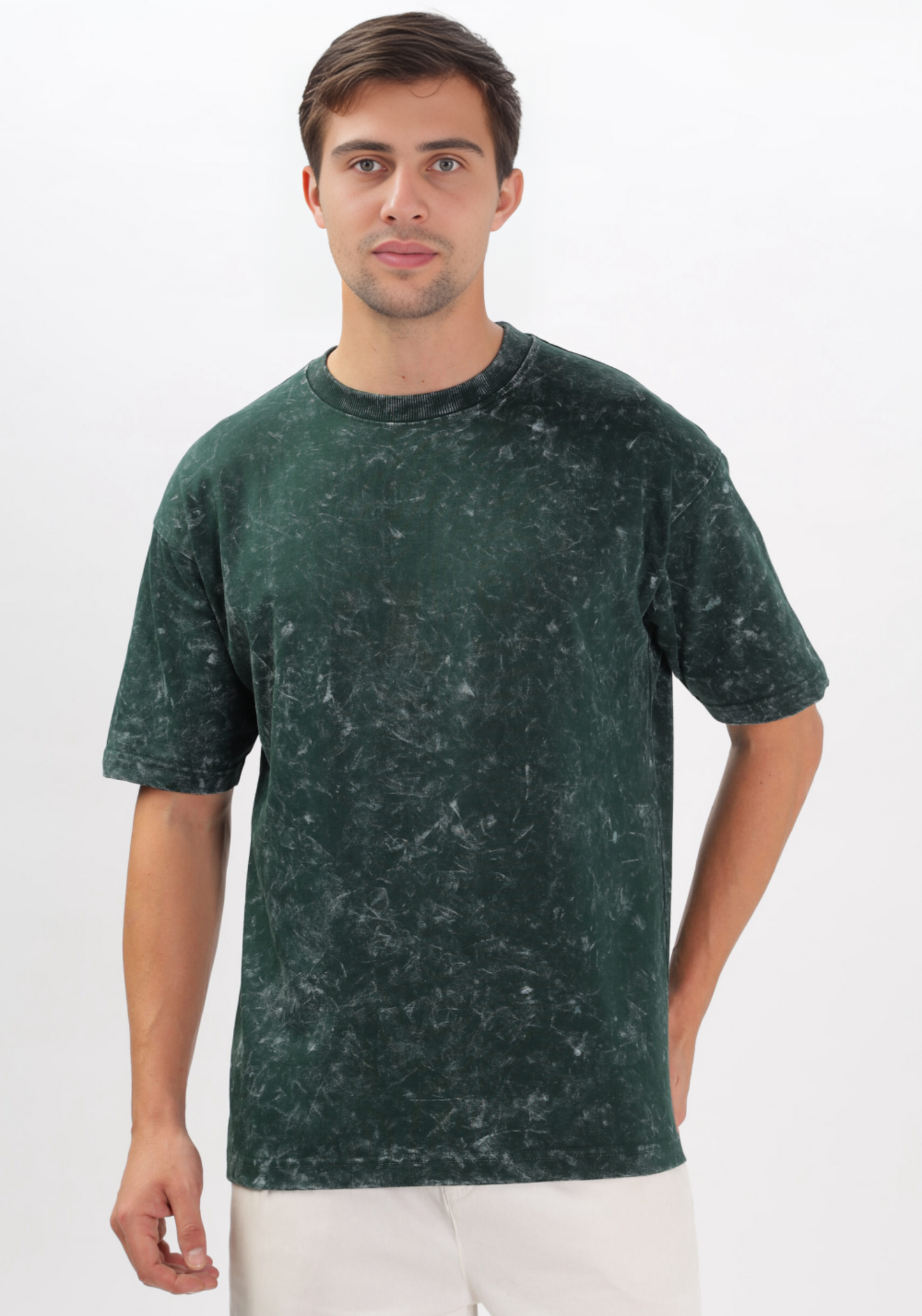 MEN’S GREEN ACID-WASH OVERSIZED TEE