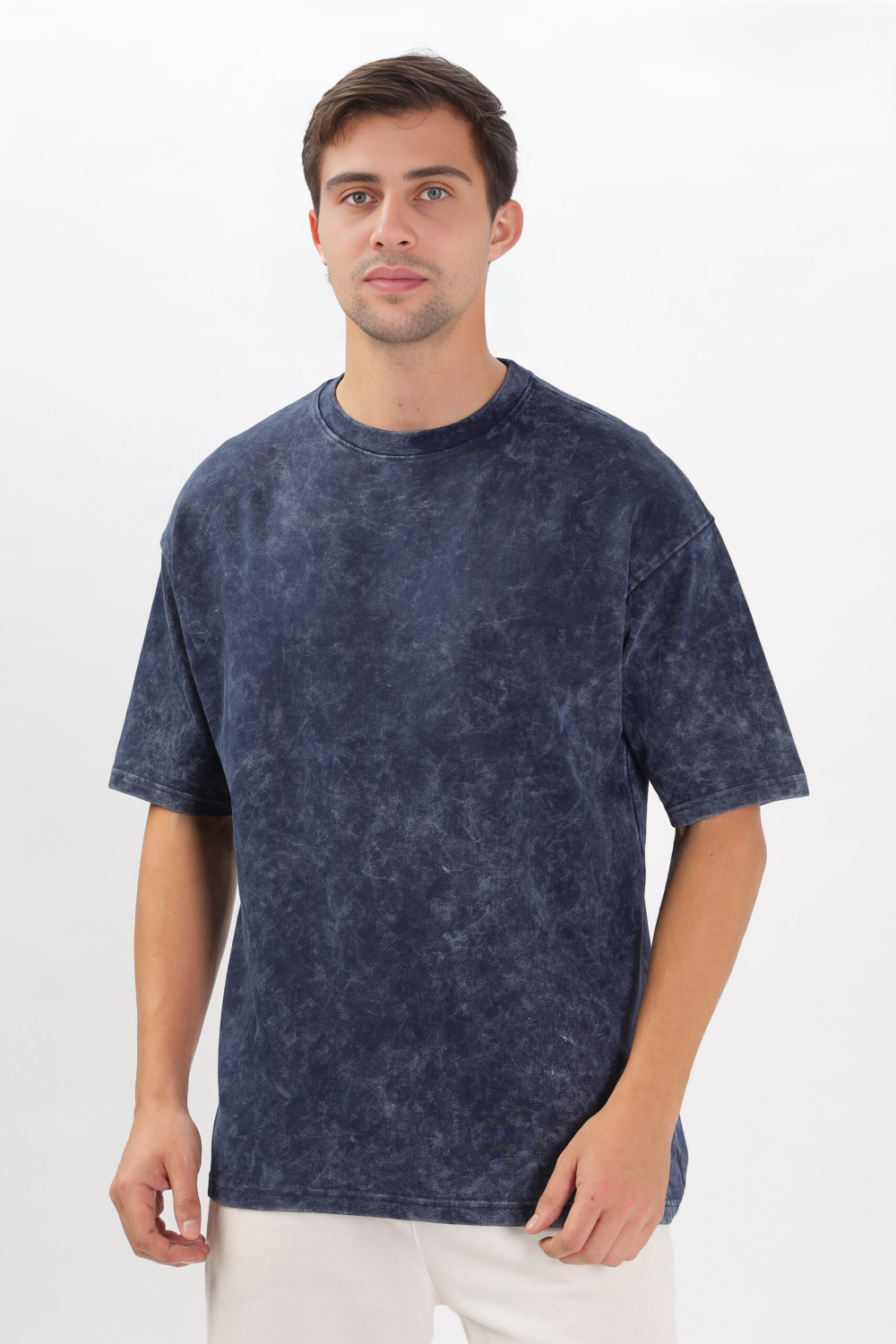 MEN’S NAVY BLUE ACID-WASH OVERSIZED TEE