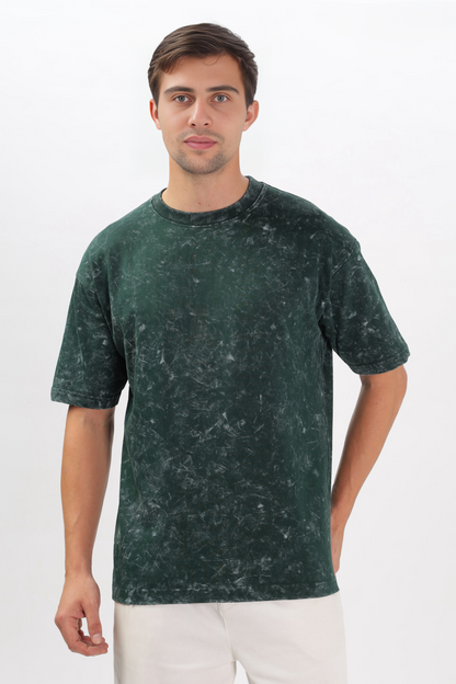 MEN’S GREEN ACID-WASH OVERSIZED TEE